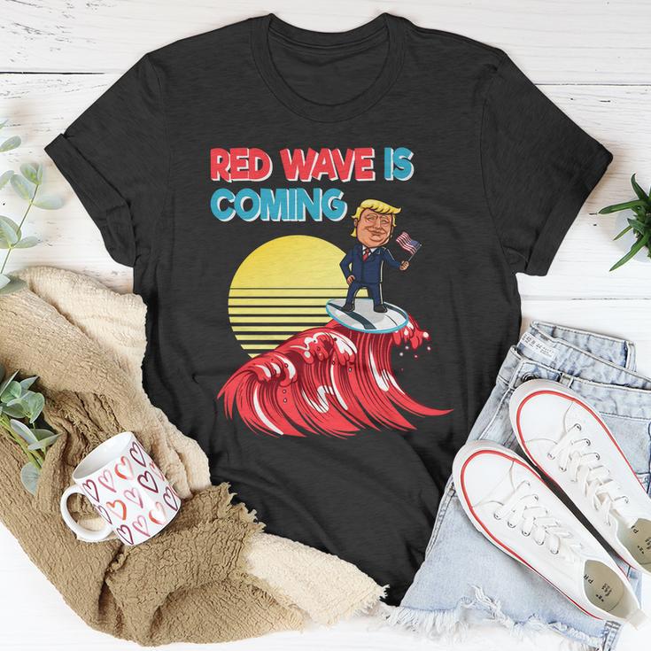 Red Wave Is Coming Republican Conservative Surfer Trump Us Flag Unisex T-Shirt Unique Gifts