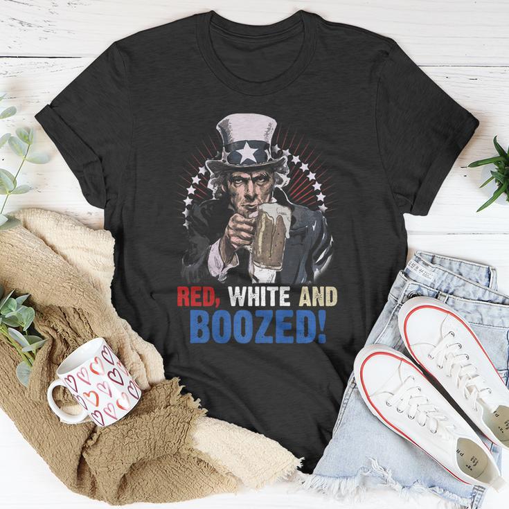 Red White And Boozed 4Th Of July Uncle Sam Unisex T-Shirt Unique Gifts