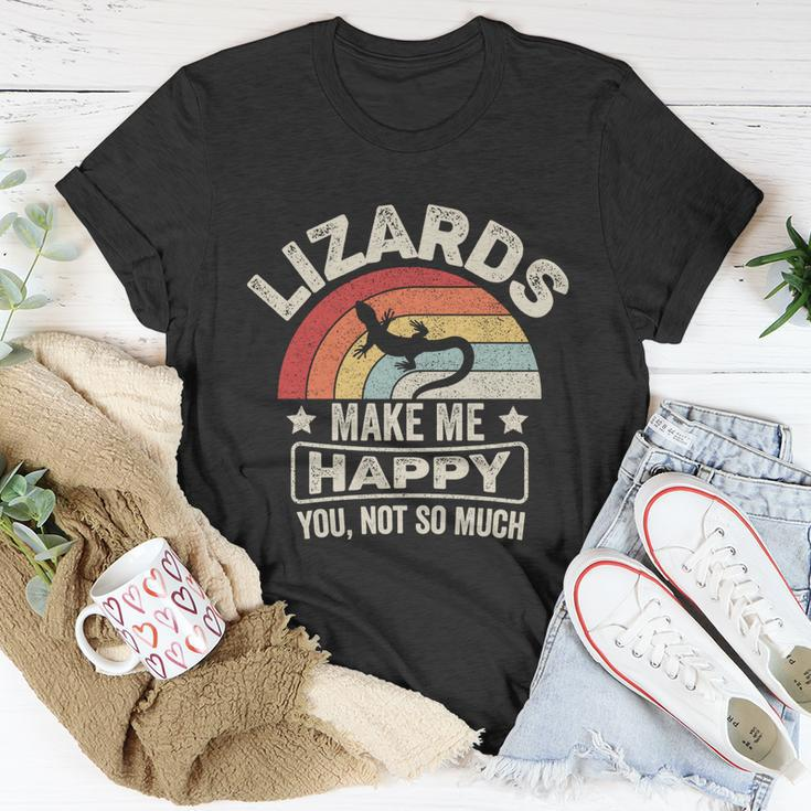 Retro Lizards Make Me Happy You Not So Much Lizard Lover Cool Gift Unisex T-Shirt Unique Gifts