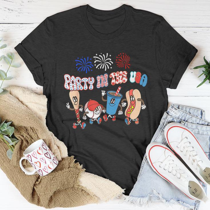 Retro Style Party In The Usa 4Th Of July Baseball Hot Dog Unisex T-Shirt Unique Gifts