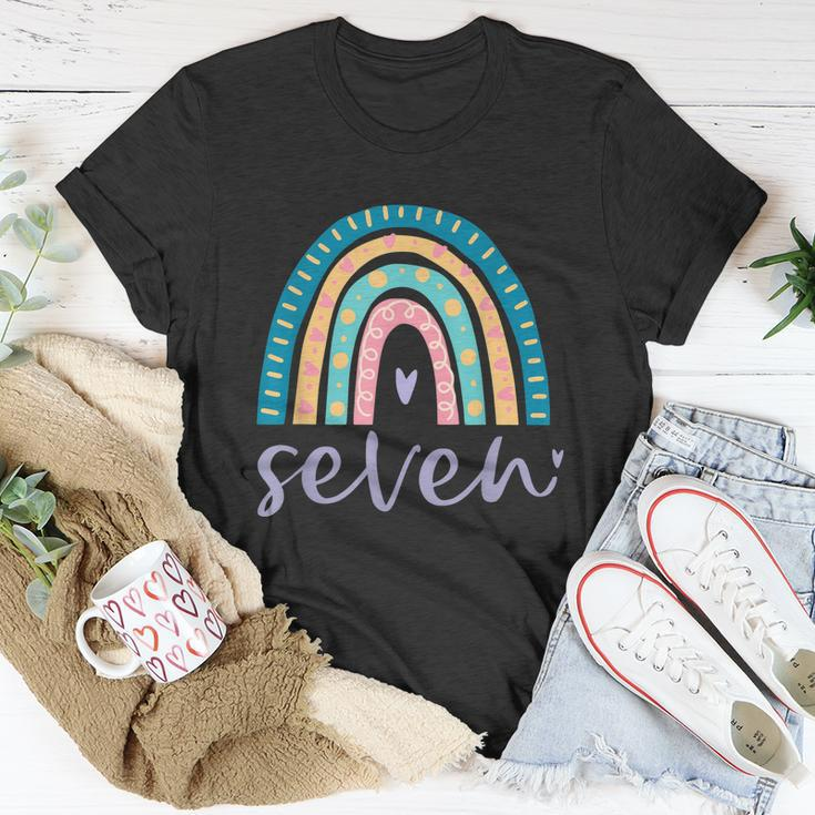 Seven Year Old Rainbow Birthday Gifts For Girls 7Th Bday Unisex T-Shirt Unique Gifts