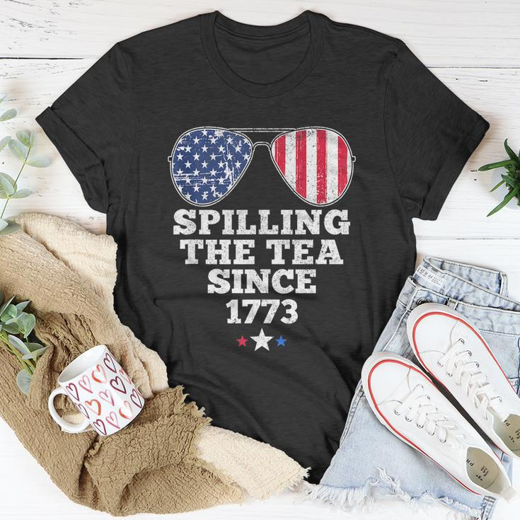 Spilling The Tea Since 1773 Funny 4Th Of July American Flag Unisex T-Shirt Unique Gifts