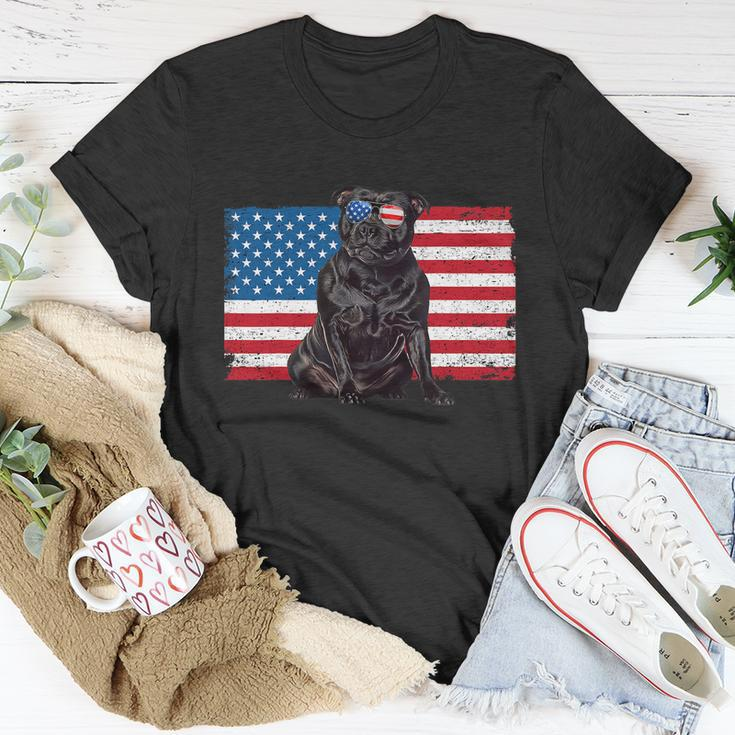 Staffordshire Bull Terrier Dog American Flag Staffie Mom Dad Unisex T-Shirt Unique Gifts