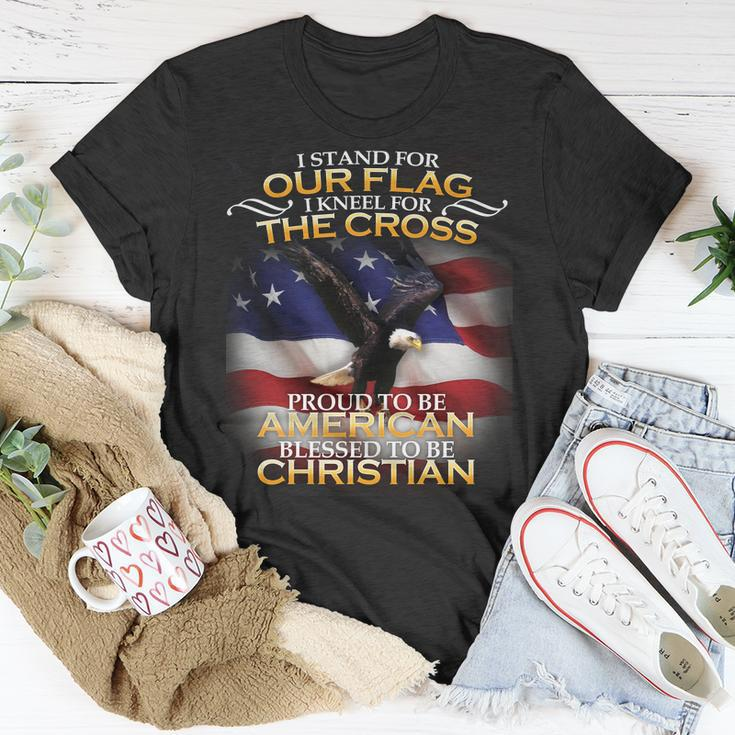I Stand For Our Flag Kneel For The Cross Proud American Christian T-shirt Personalized Gifts