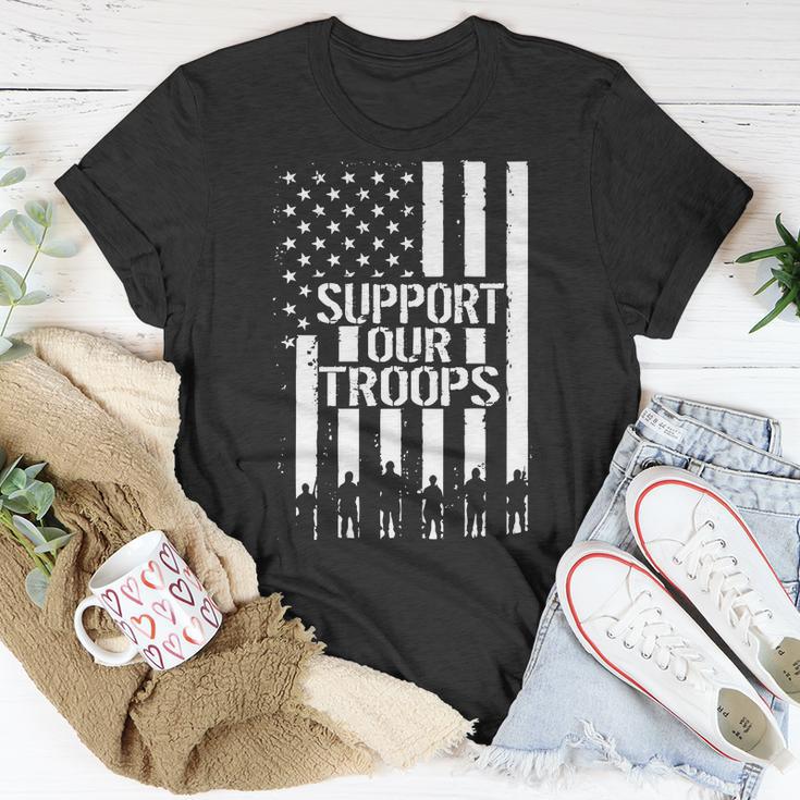 Support Our Troops Distressed American Flag Unisex T-Shirt Unique Gifts