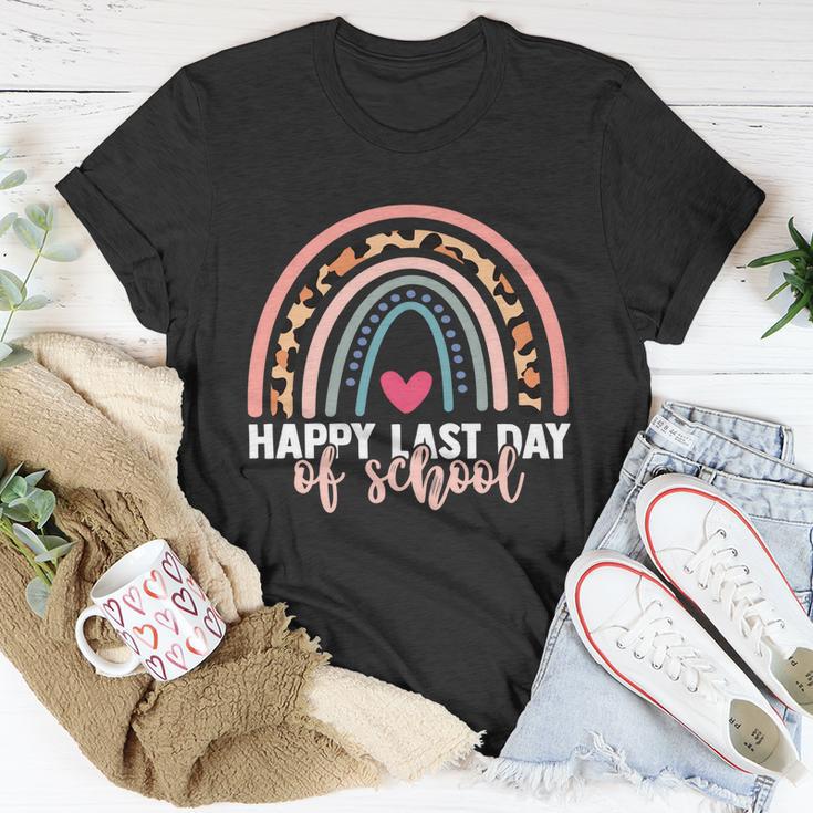 Teacher Graduation Leopard Rainbow Happy Last Day Of School Meaningful Gift Unisex T-Shirt Unique Gifts