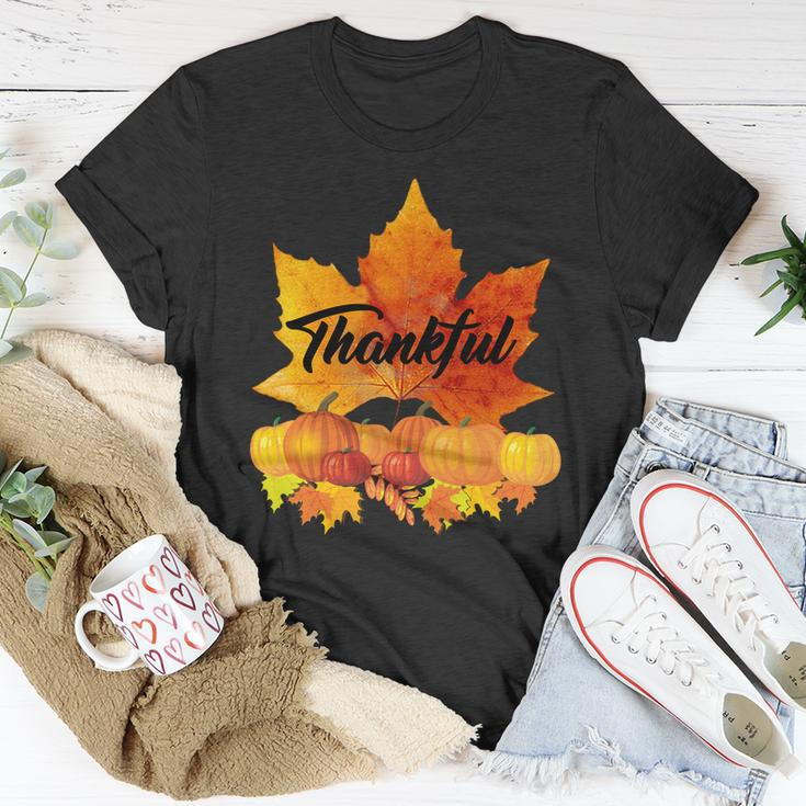 Thankful Autumn Leaves Thanksgiving Fall Tshirt Unisex T-Shirt Unique Gifts