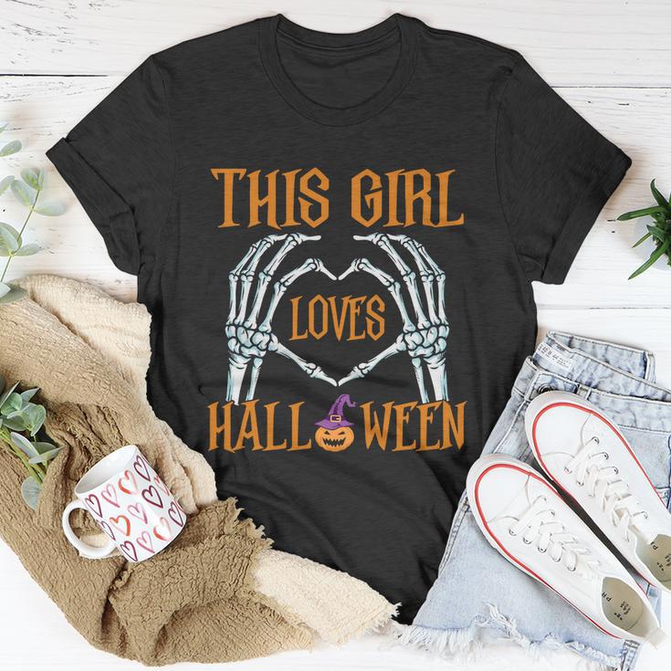 This Girl Loves Halloween Pumpkin Witch Hat Halloween Quote Unisex T-Shirt Unique Gifts