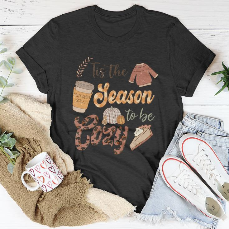 Tis The Season To Be Cozy Thanksgiving Quote Unisex T-Shirt Unique Gifts