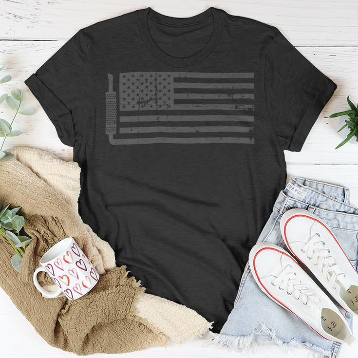 Trucker Truck Driver American Flag With Exhaust Patriotic Trucker_ Unisex T-Shirt Funny Gifts