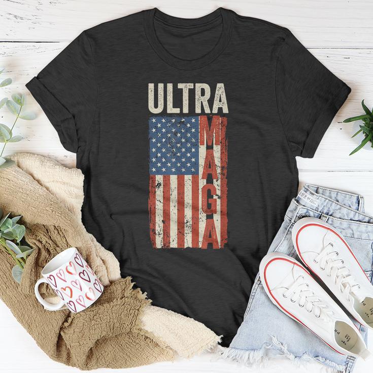 Ultra Maga Us Flag Pro Trump American Flag Tshirt Unisex T-Shirt Unique Gifts