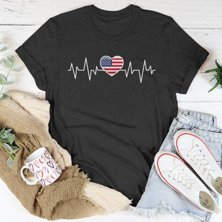 United States Heartbeat American Flag American Pride Gift Unisex T-Shirt Unique Gifts