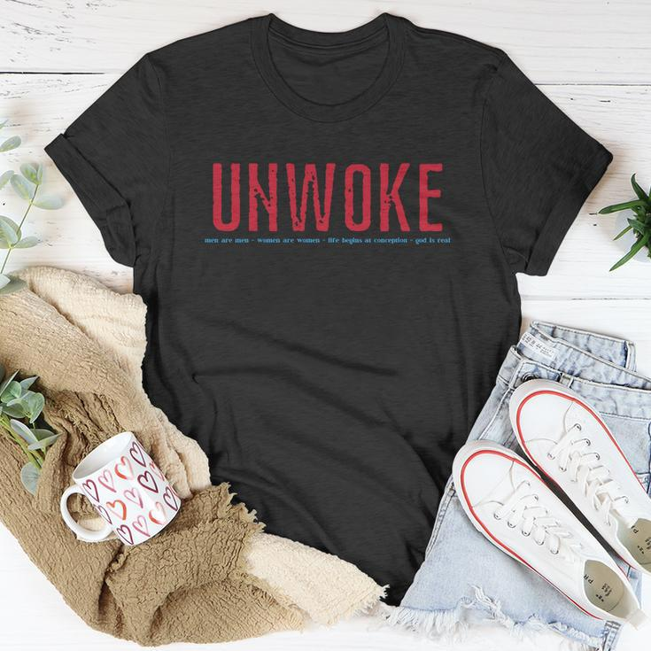 Unmasked Anti Woke Conservative Unisex T-Shirt Unique Gifts