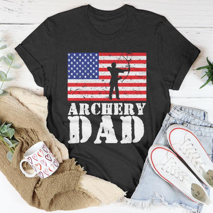 Usa American Distressed Flag Archery Dad Men Gift For Him Gift Unisex T-Shirt Unique Gifts