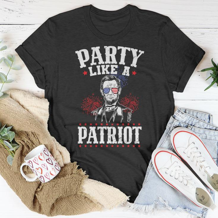 Usa Flag Design Party Like A Patriot Plus Size Shirt For Men Women And Family Unisex T-Shirt Unique Gifts