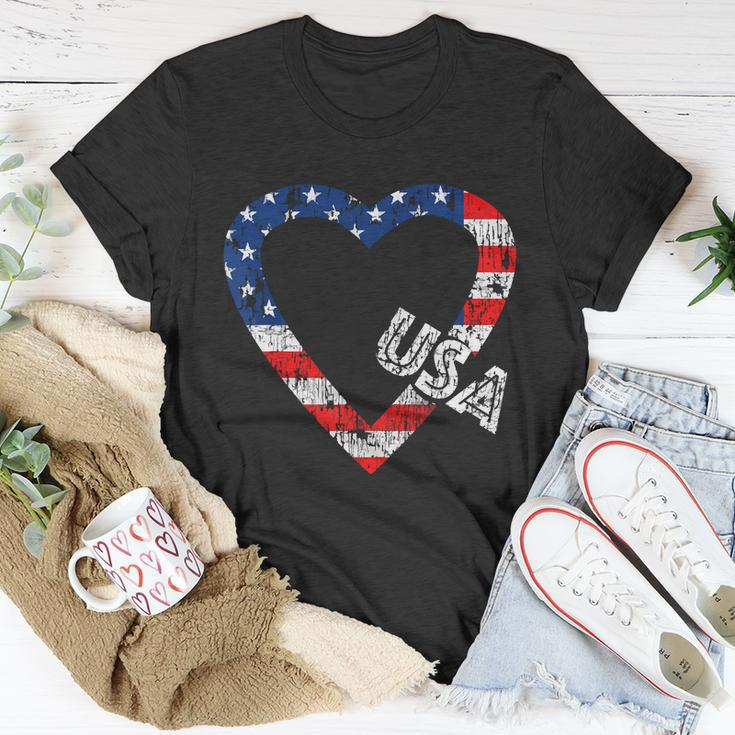Usa Flag Patriotic American Hearts Armed Forces 4Th Of July Unisex T-Shirt Unique Gifts