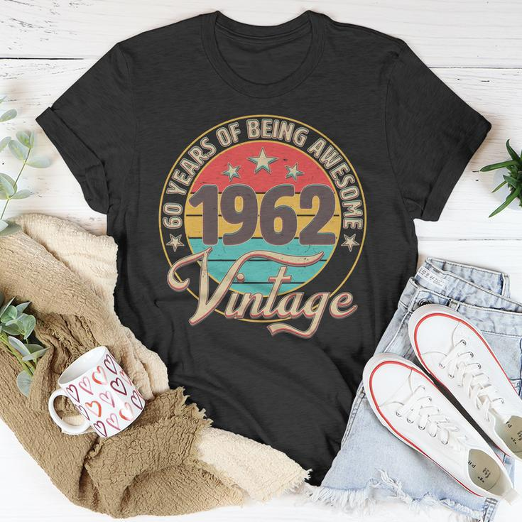 Vintage 1962 Birthday 60 Years Of Being Awesome Emblem Unisex T-Shirt Unique Gifts