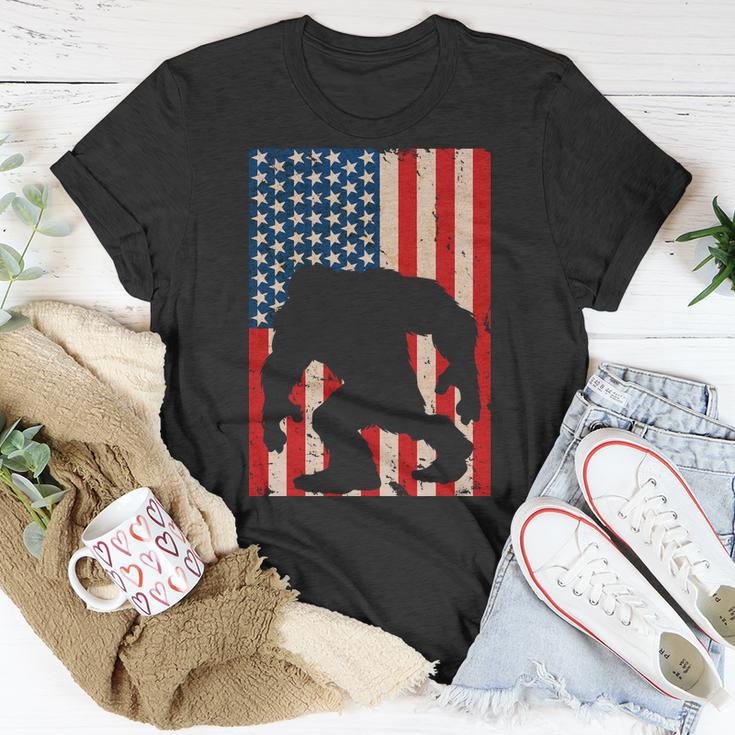 Vintage Bigfoot American Flag Tshirt Unisex T-Shirt Unique Gifts