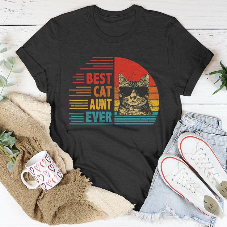 Vintage Retro Best Cat Aunt Ever Funny Cat Lover Mothers Day Unisex T-Shirt Unique Gifts