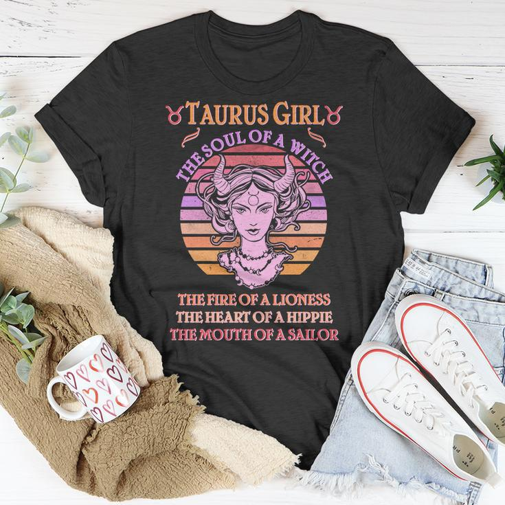 Vintage Taurus Girl Zodiac Birthday Unisex T-Shirt Unique Gifts