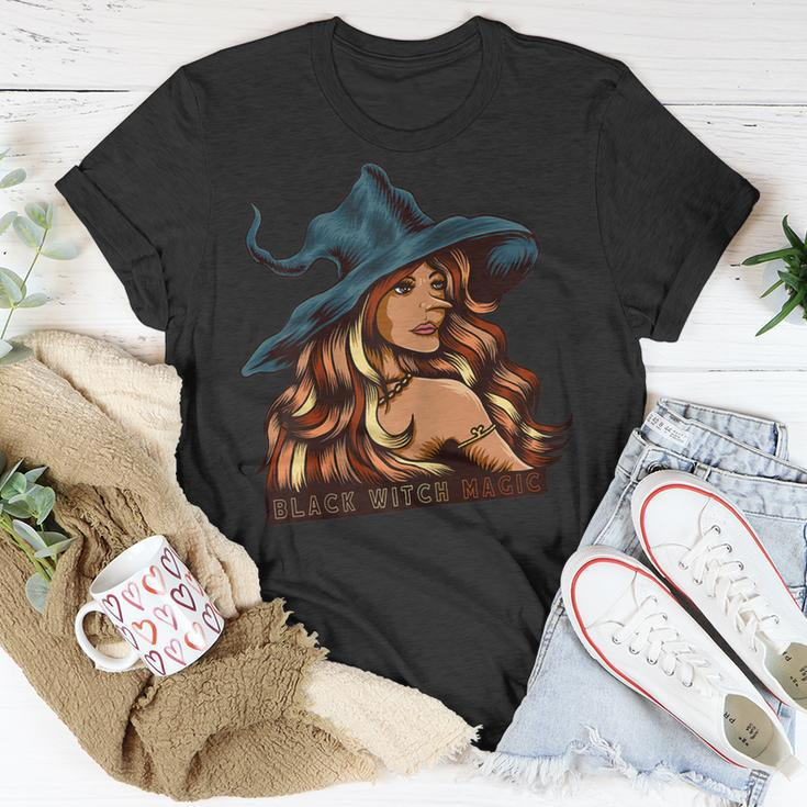 Womens Melanin Black Witch Magic African American Black Halloween Unisex T-Shirt Funny Gifts