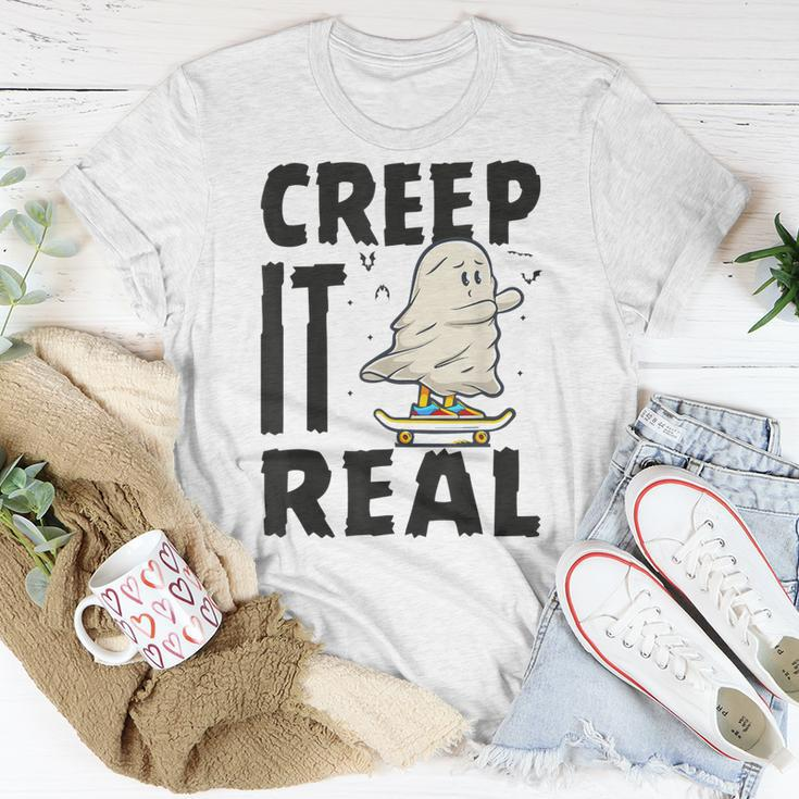Creep It Real Ghost Skateboarding Halloween Fall Season T-shirt Personalized Gifts