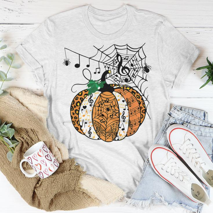 Halloween Pumpkin Music Symbols Music Teacher Halloween Unisex T-Shirt Funny Gifts
