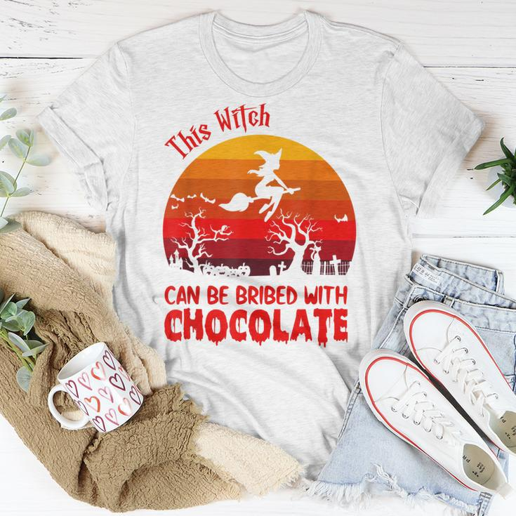 Halloween This Witch Can Be Bribed With Chocolate Retro Unisex T-Shirt Funny Gifts