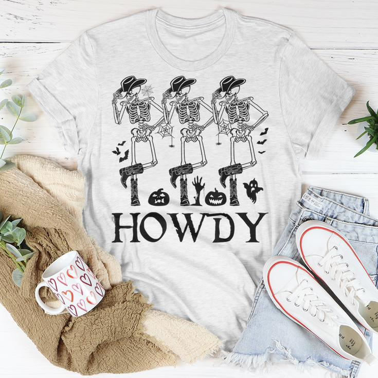 Howdy Cowboy Dancing Skeleton Cowboy Halloween Unisex T-Shirt Funny Gifts