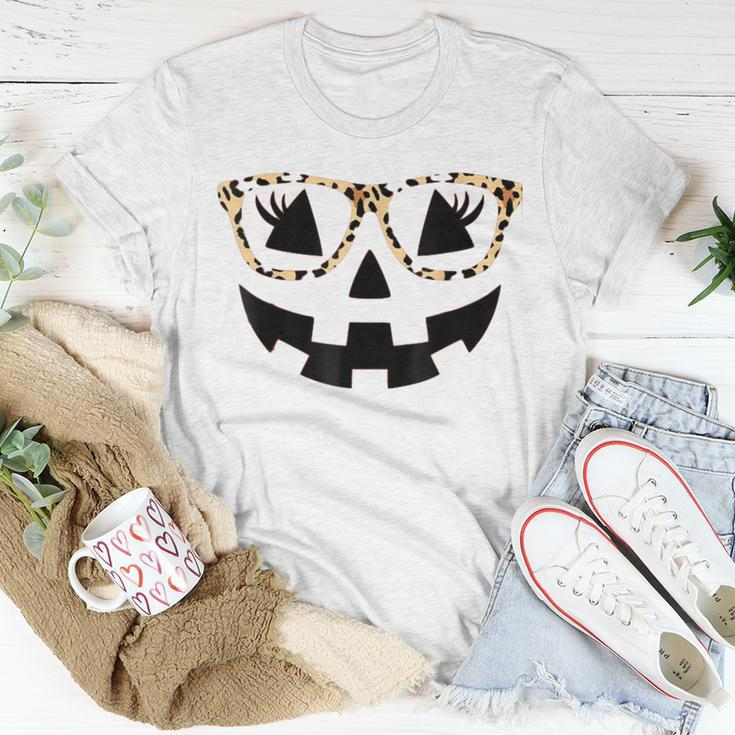 Jack O Lantern Pumpkin Halloween Costume Leopard Glasses Unisex T-Shirt Funny Gifts