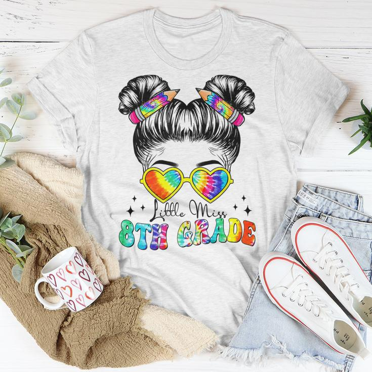 Little Miss 8Th Grade Back To School Tie Dye Messy Bun T-shirt Personalized Gifts