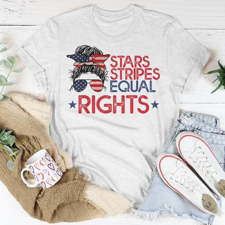 Messy Bun American Flag Pro Choice Star Stripes Equal Right V4 Unisex T-Shirt Funny Gifts