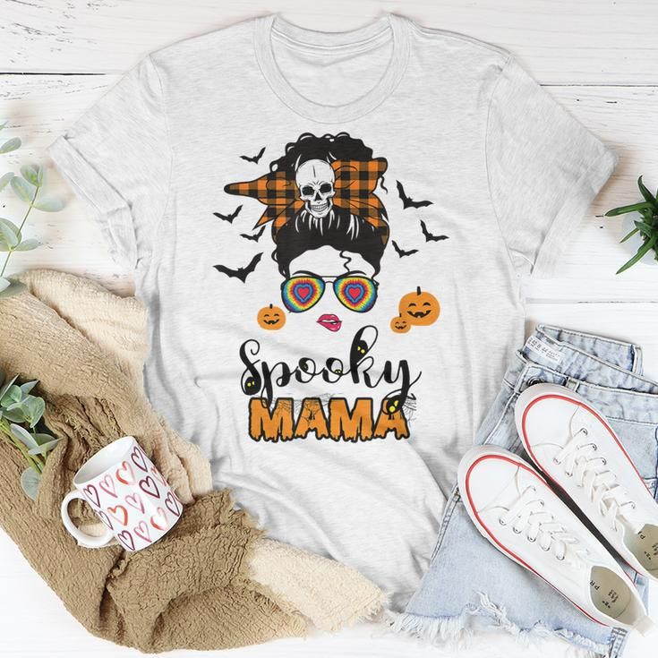 Spooky Mama Messy Bun For Halloween Messy Bun Mom Monster Unisex T-Shirt Funny Gifts