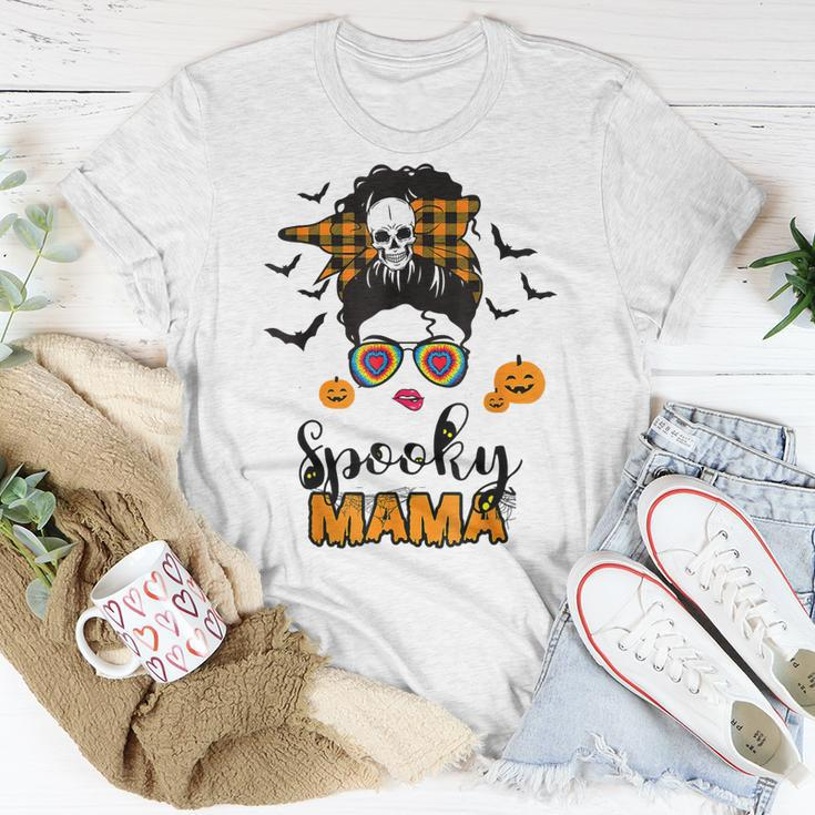 Spooky Mama Messy Bun For Halloween Messy Bun Mom Monster V2 Unisex T-Shirt Funny Gifts