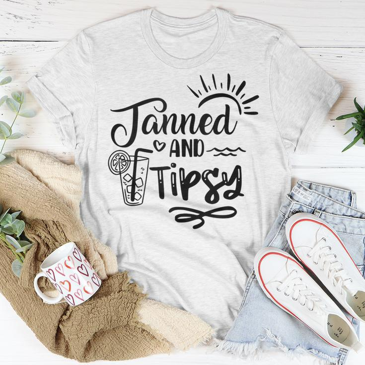 Tanned & Tipsy Hello Summer Vibes Beach Vacay Summertime Unisex T-Shirt Funny Gifts