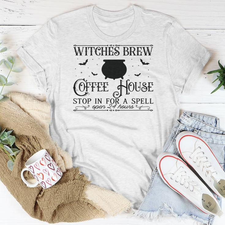 Vintage Halloween Sign Witches Brew Coffee House Men Women T-shirt Graphic Print Casual Unisex Tee Funny Gifts