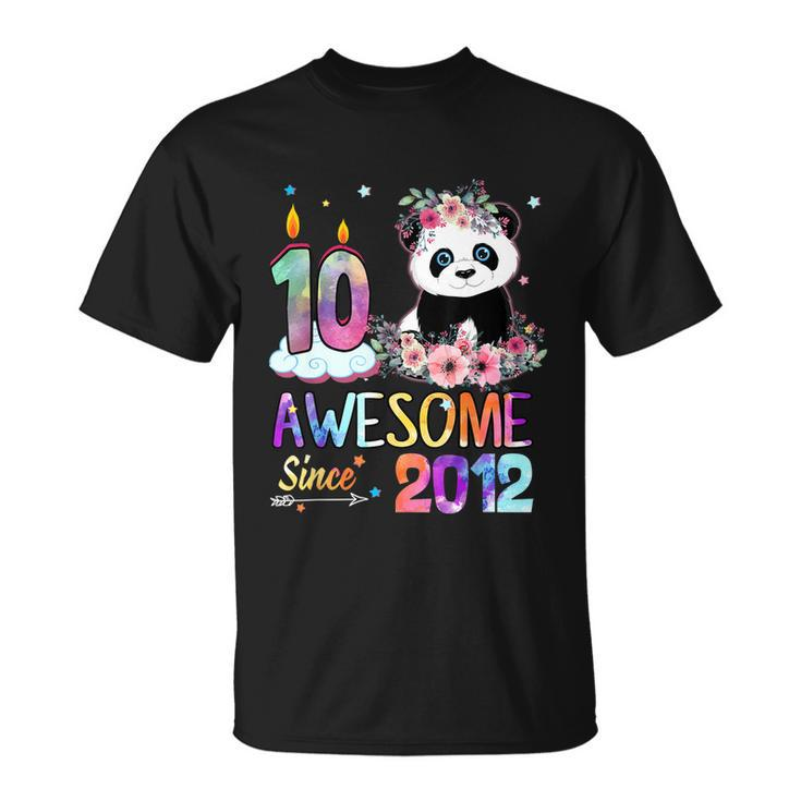 10 Years Old Awesome Since 2012 10Th Birthday Panda Unicorn Unisex T-Shirt