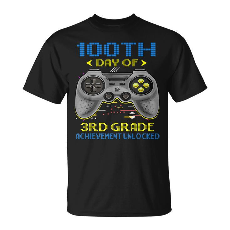 100 Days Of Home 3Rd Grade Gift Gamers Achievement Unlocked  Unisex T-Shirt