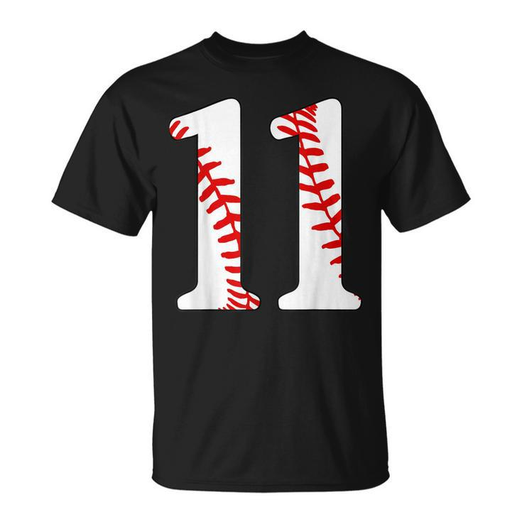 11Th Birthday Baseball Big Number Eleven 11 Year Old Boy V2 T-shirt