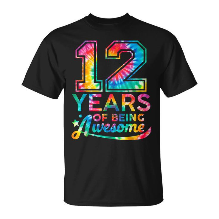 12 Year Of Being Awesome 12 Years Old 12Th Birthday Tie Dye T-shirt