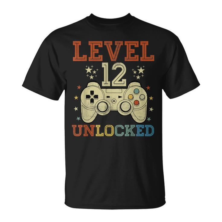 12 Year Old Level 12 Unlocked 12Th Birthday Video T-shirt