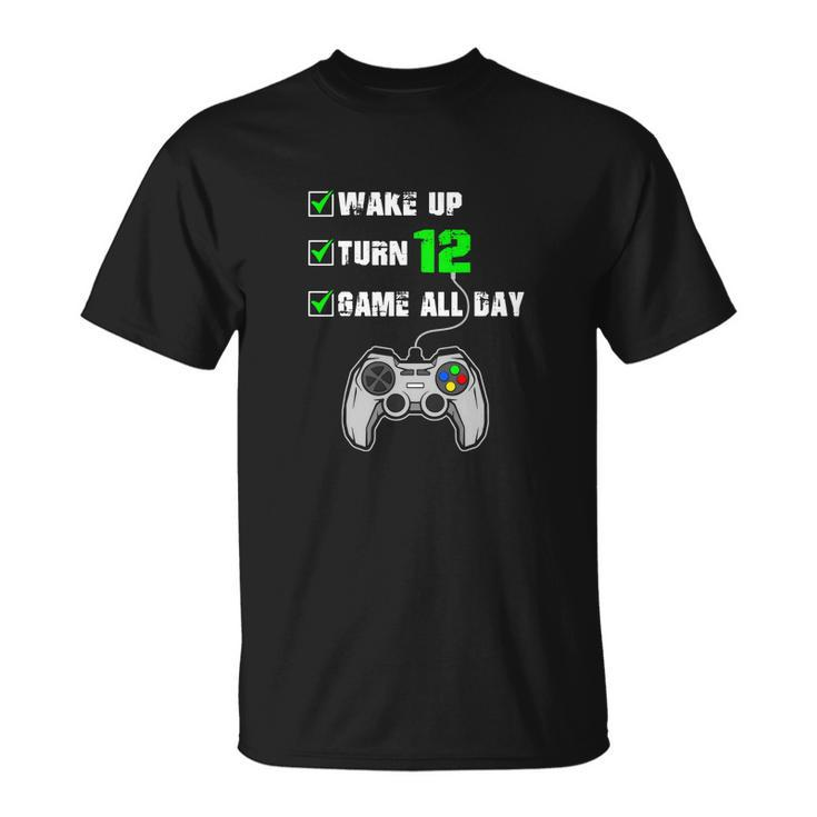 12Th Birthday Gamer Shirt Level 12 Unlocked Gamer Birthday T-Shirt