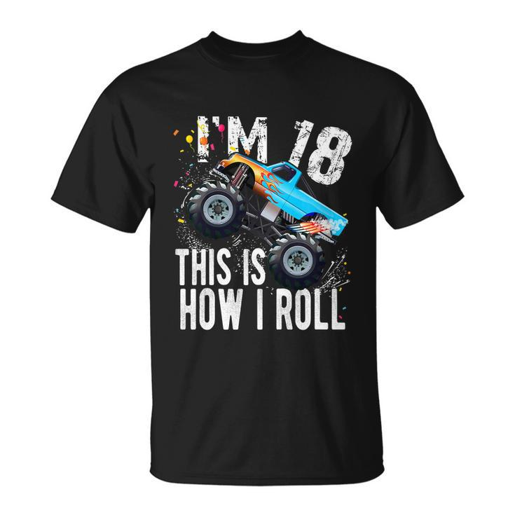 18 Year Old Gift Cool 18Th Birthday Boy Gift For Monster Truck Car Lovers Unisex T-Shirt