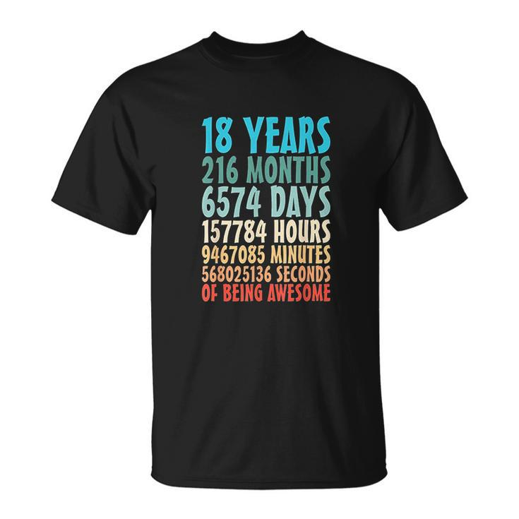 18 Years Of Being Awesome 18 Yr Old 18Th Birthday Countdown Men Women T-shirt Graphic Print Casual Unisex Tee