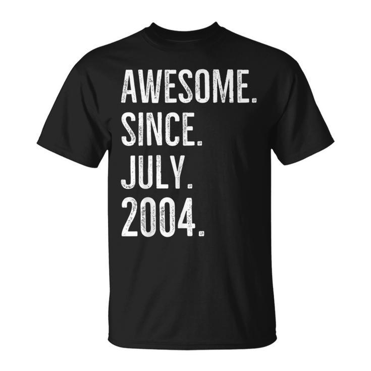 18 Years Old Awesome Since July 2004 18Th Birthday T-shirt
