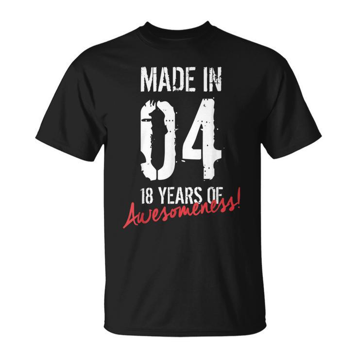 18Th Birthday Boys Girls Awesome Since 2004 18 Year Old T-shirt