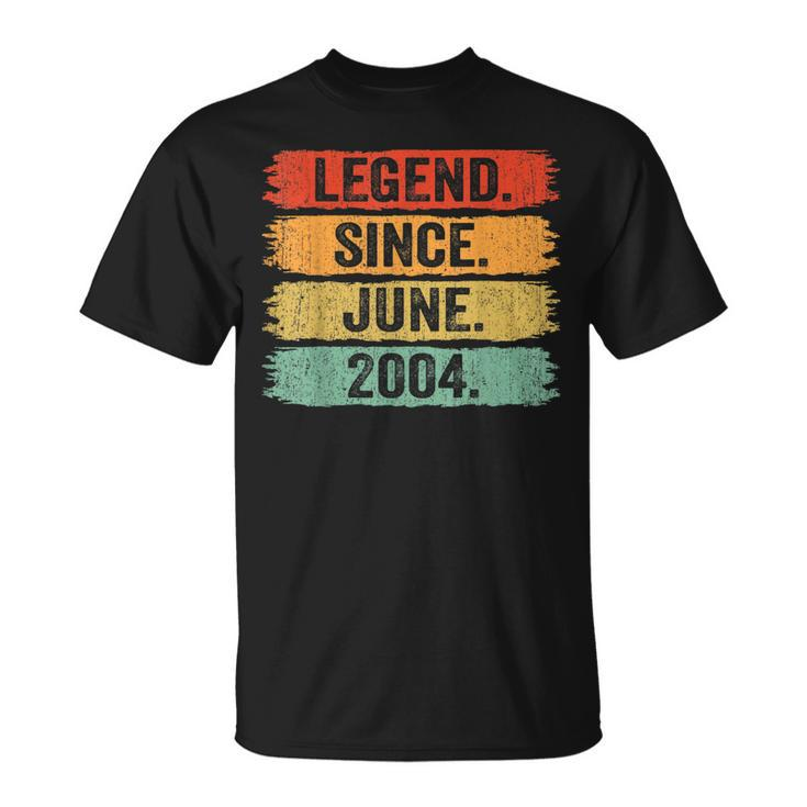 18Th Birthday Legend Since June 2004 18 Years Old Vintage T-shirt