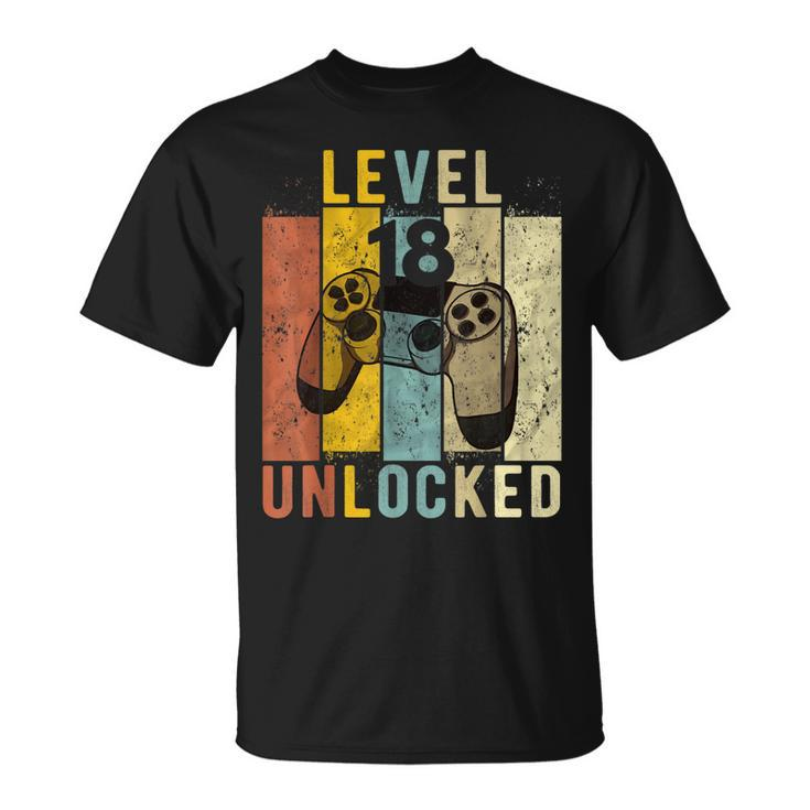 18Th Birthday Level 18 Unlocked Video Gamer Gift   Unisex T-Shirt