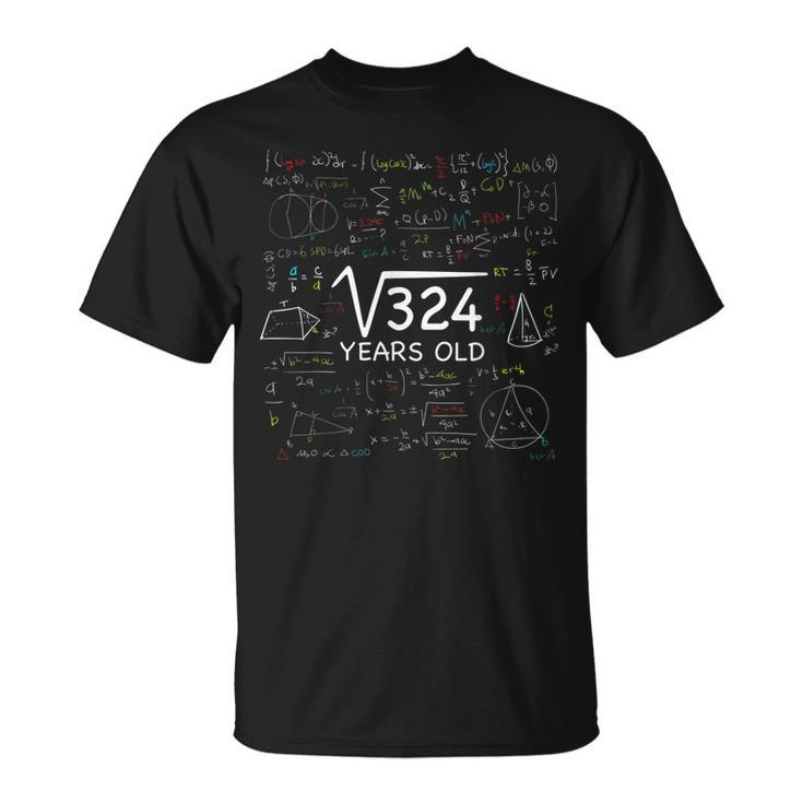 18Th Math Birthday 18 Year Old Square Root Of 324 Bday T-shirt - Thegiftio