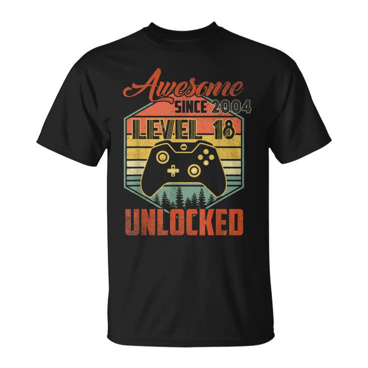 18Th Year Old Birthday Gift Awesome Since 2004 Video Gamer  Unisex T-Shirt